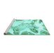 Sideview of Machine Washable Abstract Turquoise Modern Area Rugs, wshabs1251turq