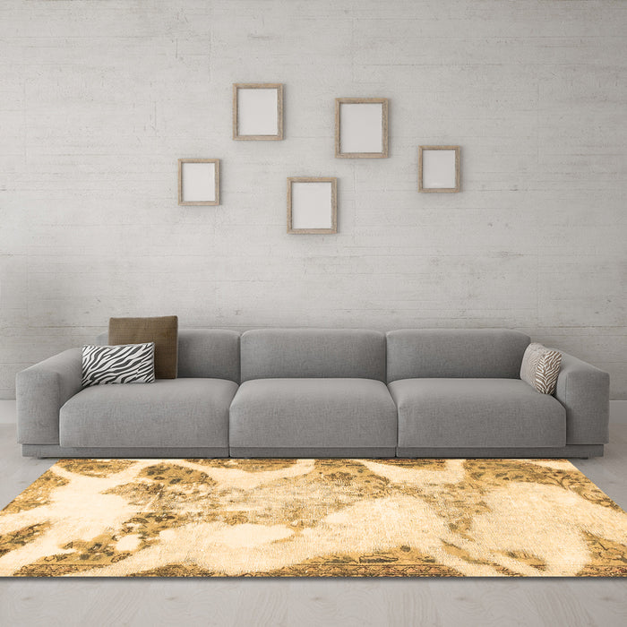 Machine Washable Abstract Brown Modern Rug in a Living Room,, wshabs1251brn