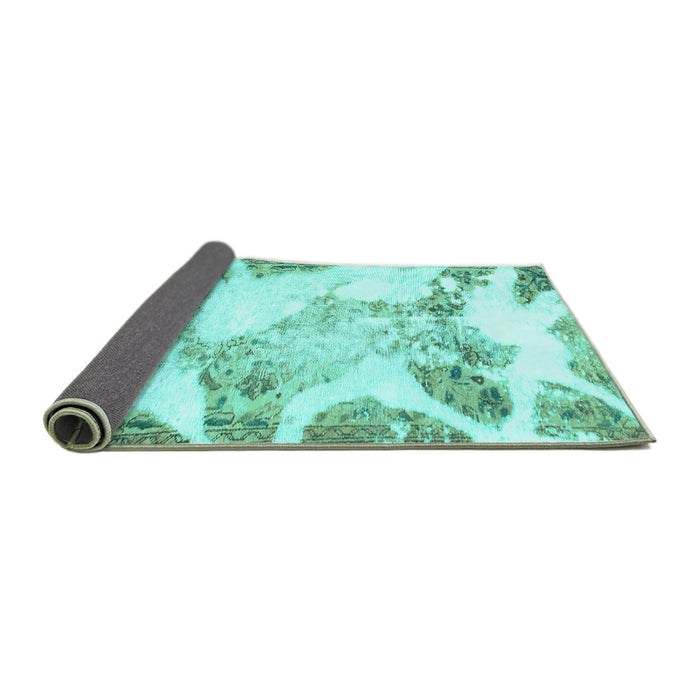 Sideview of Abstract Turquoise Modern Rug, abs1251turq