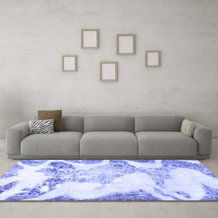 Machine Washable Abstract Blue Modern Rug in a Living Room, wshabs1251blu