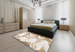 Abstract Champagne Beige Modern Rug in a Bedroom, abs1251