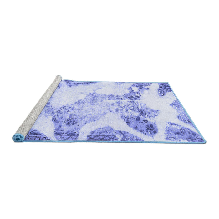 Sideview of Machine Washable Abstract Blue Modern Rug, wshabs1251blu
