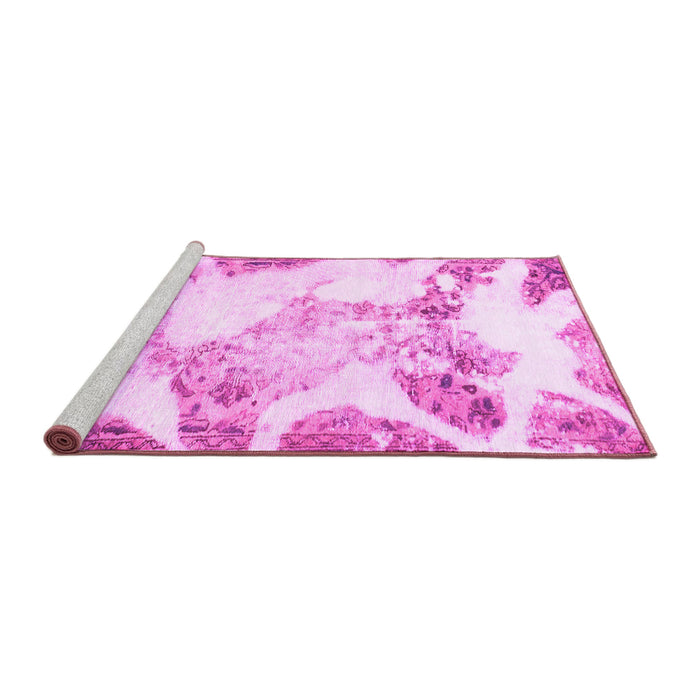 Sideview of Machine Washable Abstract Pink Modern Rug, wshabs1251pnk