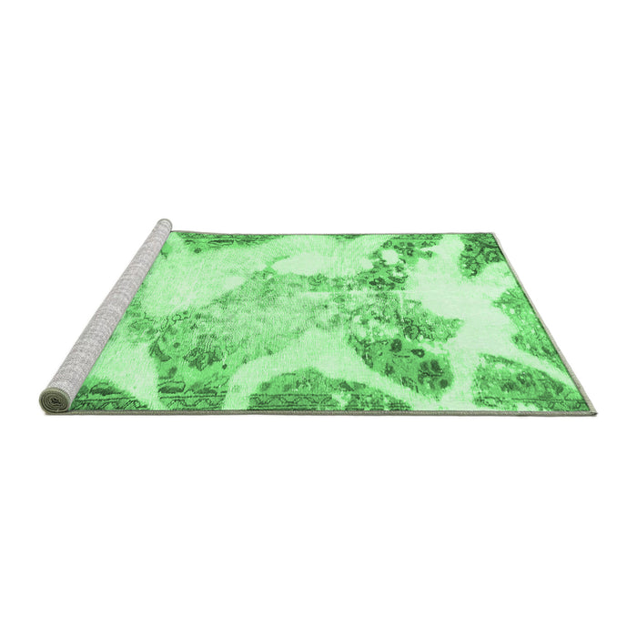 Sideview of Machine Washable Abstract Emerald Green Modern Area Rugs, wshabs1251emgrn