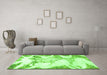 Machine Washable Abstract Green Modern Area Rugs in a Living Room,, wshabs1251grn