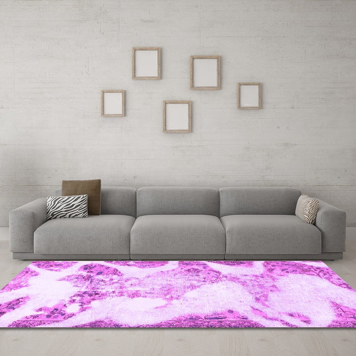 Machine Washable Abstract Purple Modern Area Rugs in a Living Room, wshabs1251pur