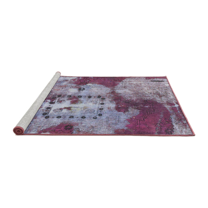 Sideview of Machine Washable Abstract Purple Rug, wshabs1252