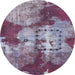 Round Machine Washable Abstract Purple Rug, wshabs1252