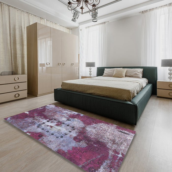 Abstract Purple Modern Rug in a Bedroom, abs1252
