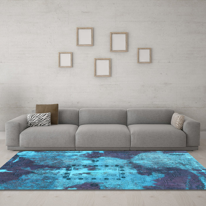 Machine Washable Abstract Light Blue Modern Rug in a Living Room, wshabs1252lblu