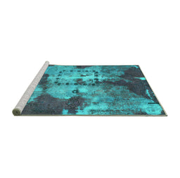 Sideview of Machine Washable Abstract Turquoise Modern Area Rugs, wshabs1252turq