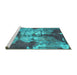 Sideview of Machine Washable Abstract Turquoise Modern Area Rugs, wshabs1252turq