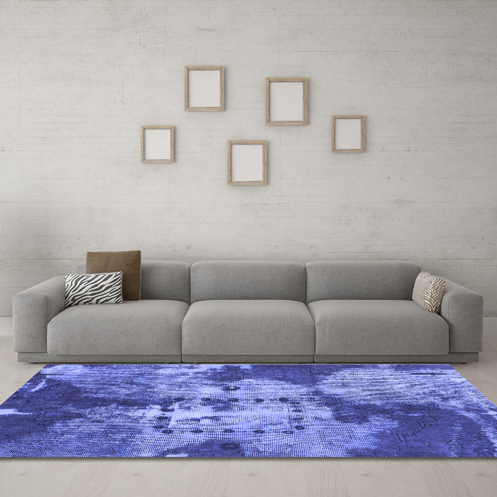 Machine Washable Abstract Blue Modern Rug in a Living Room, wshabs1252blu