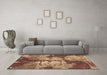 Machine Washable Abstract Brown Modern Rug in a Living Room,, wshabs1252brn