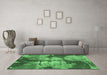 Machine Washable Abstract Emerald Green Modern Area Rugs in a Living Room,, wshabs1252emgrn