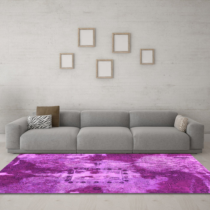 Machine Washable Abstract Pink Modern Rug in a Living Room, wshabs1252pnk
