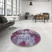 Round Abstract Purple Modern Rug in a Office, abs1252