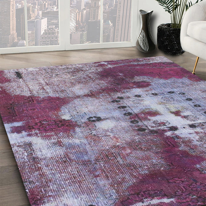 Abstract Purple Modern Rug in Family Room, abs1252