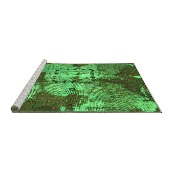 Sideview of Machine Washable Abstract Green Modern Area Rugs, wshabs1252grn
