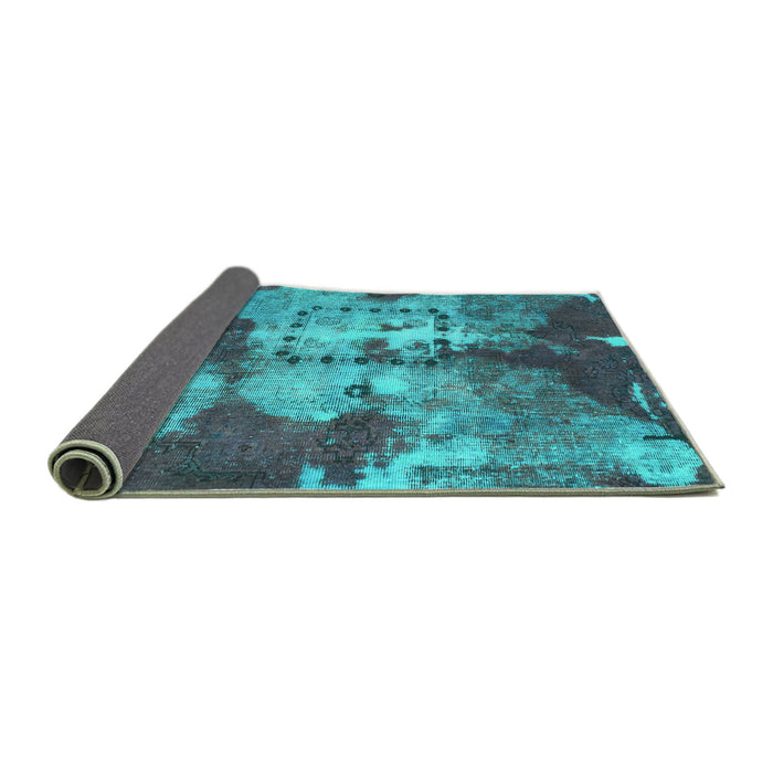 Sideview of Abstract Turquoise Modern Rug, abs1252turq