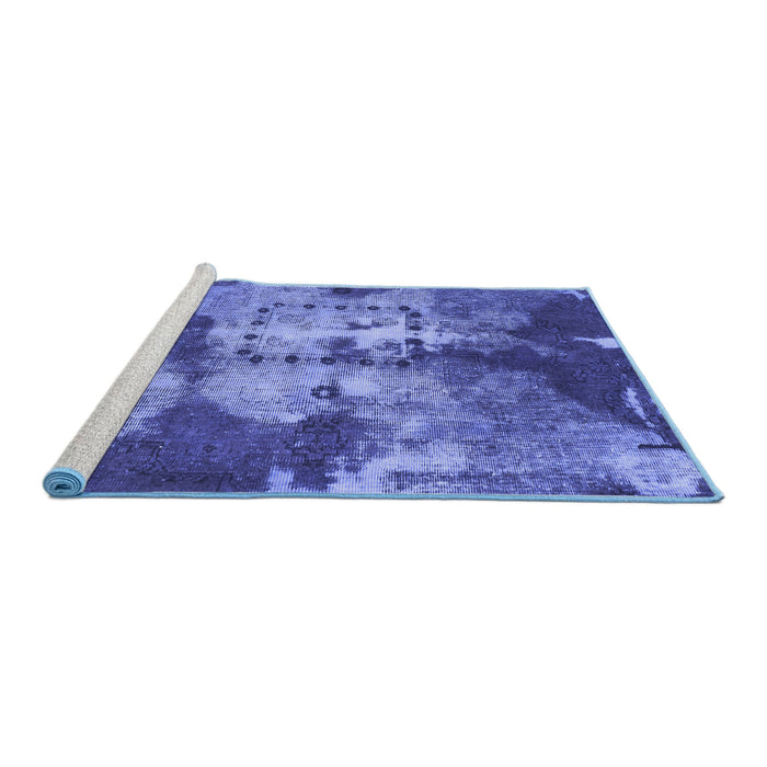 Sideview of Machine Washable Abstract Blue Modern Rug, wshabs1252blu