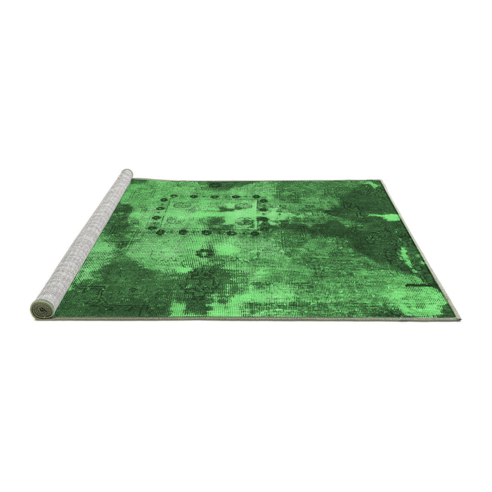 Sideview of Machine Washable Abstract Emerald Green Modern Area Rugs, wshabs1252emgrn