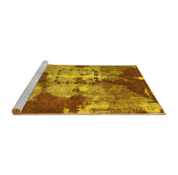 Sideview of Machine Washable Abstract Yellow Modern Rug, wshabs1252yw