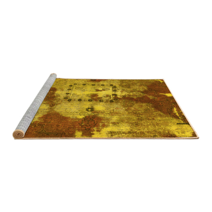 Sideview of Machine Washable Abstract Yellow Modern Rug, wshabs1252yw