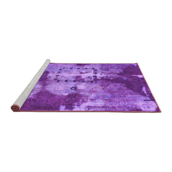 Sideview of Machine Washable Abstract Purple Modern Area Rugs, wshabs1252pur