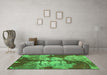 Machine Washable Abstract Green Modern Area Rugs in a Living Room,, wshabs1252grn