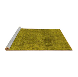 Sideview of Machine Washable Abstract Yellow Modern Rug, wshabs1253yw