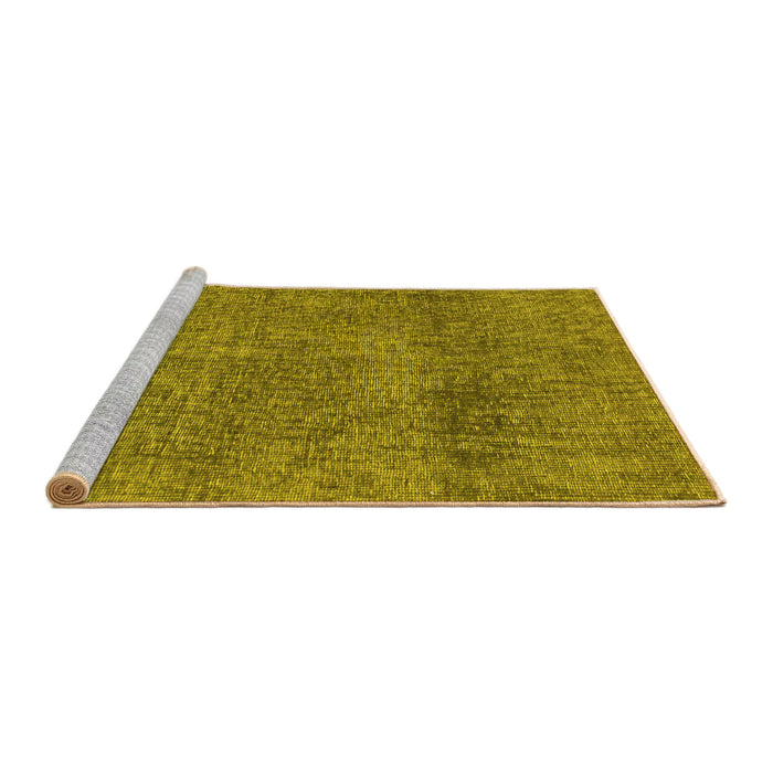 Sideview of Machine Washable Abstract Yellow Modern Rug, wshabs1253yw