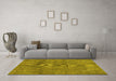 Machine Washable Abstract Yellow Modern Rug in a Living Room, wshabs1253yw