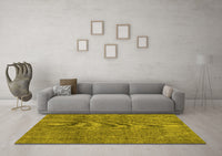 Machine Washable Abstract Yellow Modern Rug, wshabs1253yw