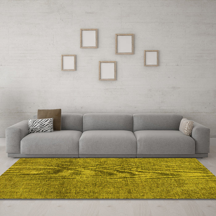 Machine Washable Abstract Yellow Modern Rug in a Living Room, wshabs1253yw