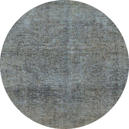 Round Machine Washable Abstract Gunmetal Gray Rug, wshabs1253