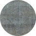 Round Machine Washable Abstract Gunmetal Gray Rug, wshabs1253