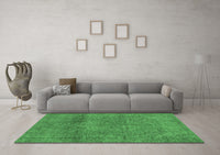 Machine Washable Abstract Emerald Green Modern Rug, wshabs1253emgrn