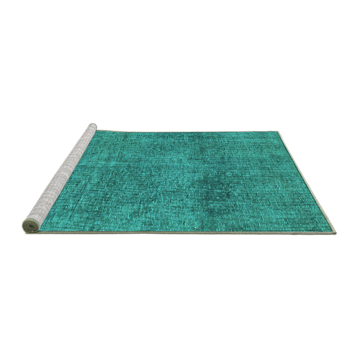 Sideview of Machine Washable Abstract Turquoise Modern Area Rugs, wshabs1253turq