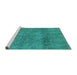 Sideview of Machine Washable Abstract Turquoise Modern Area Rugs, wshabs1253turq