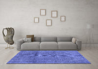 Machine Washable Abstract Blue Modern Rug, wshabs1253blu