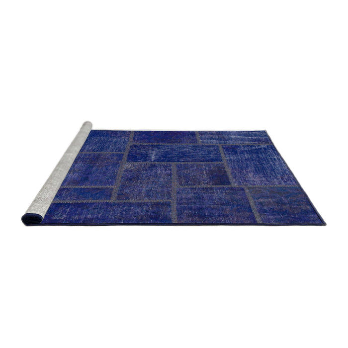 Sideview of Machine Washable Abstract Cobalt Blue Rug, wshabs1254