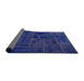 Sideview of Abstract Cobalt Blue Patchwork Rug, abs1254