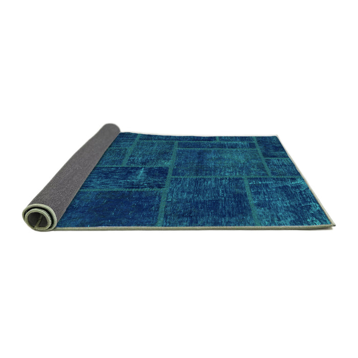 Sideview of Patchwork Turquoise Transitional Rug, abs1254turq