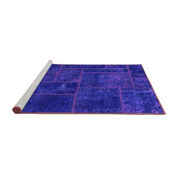 Sideview of Machine Washable Patchwork Purple Transitional Area Rugs, wshabs1254pur
