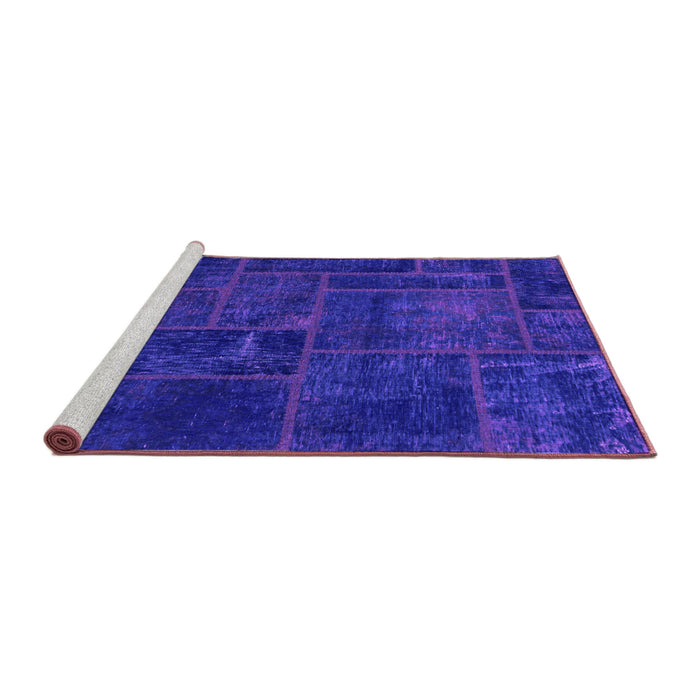Sideview of Machine Washable Patchwork Purple Transitional Area Rugs, wshabs1254pur