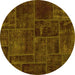 Round Patchwork Yellow Transitional Rug, abs1254yw