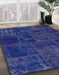Machine Washable Abstract Cobalt Blue Rug in a Family Room, wshabs1254