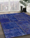 Abstract Cobalt Blue Patchwork Rug in Family Room, abs1254