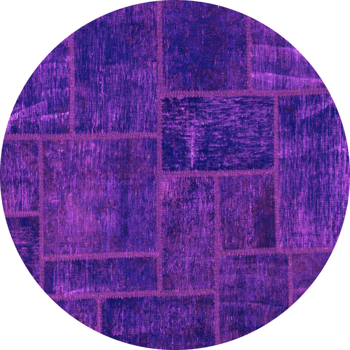 Round Patchwork Pink Transitional Rug, abs1254pnk